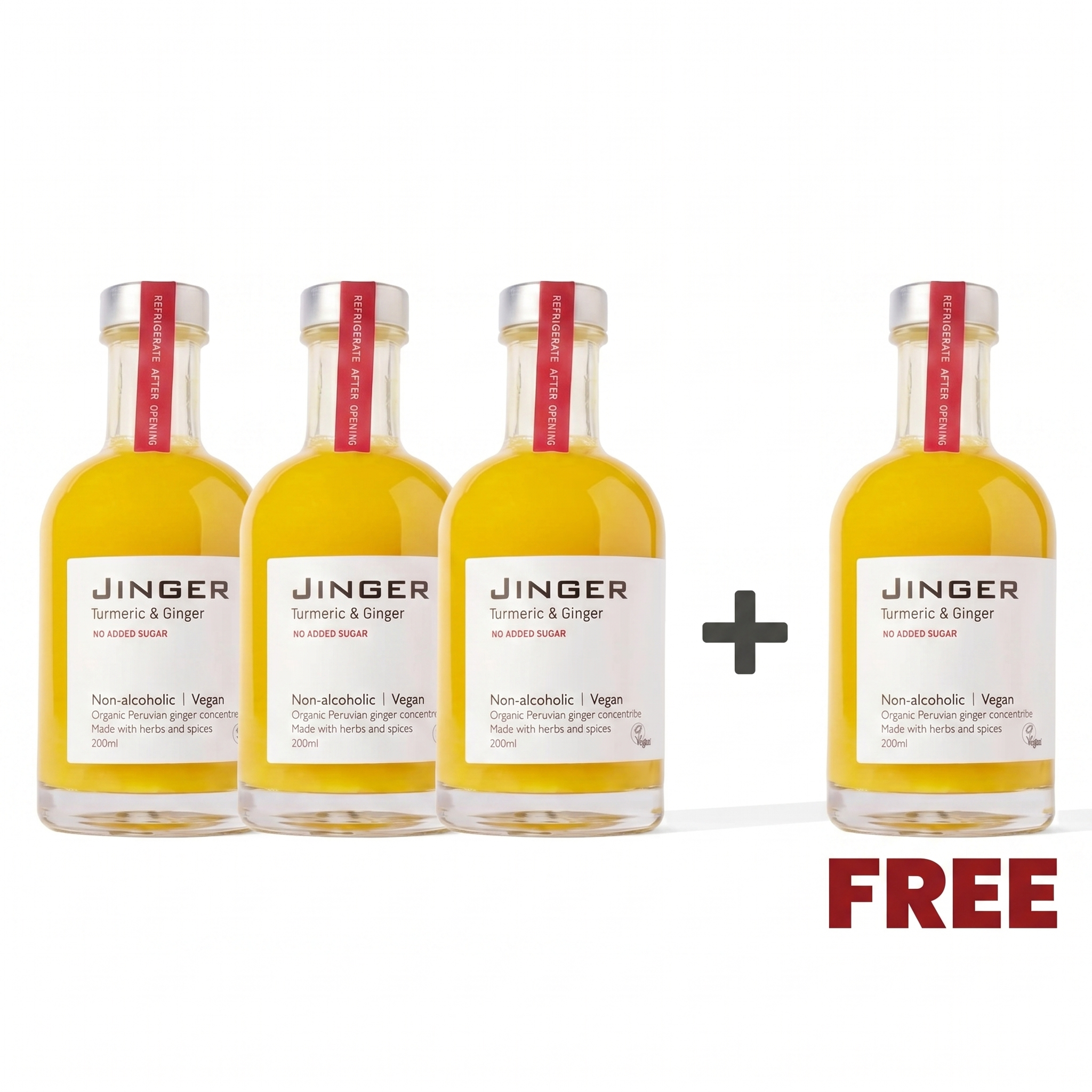Bundle - 200ml - Ginger & Turmeric [NO ADDED SUGAR] - Buy 3 Get 1 Free