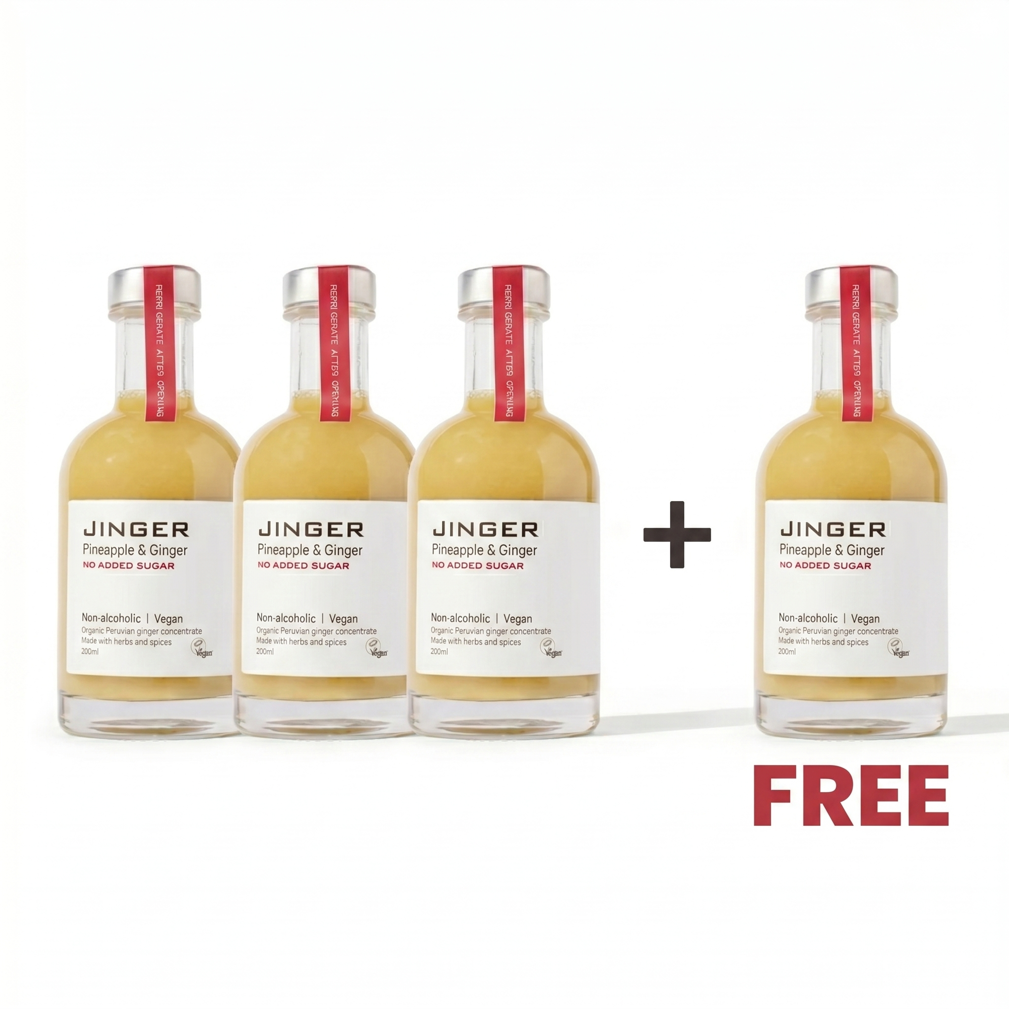 Bundle - 200ml - Ginger & Pineapple [NO ADDED SUGAR] - Buy 3 Get 1 Free