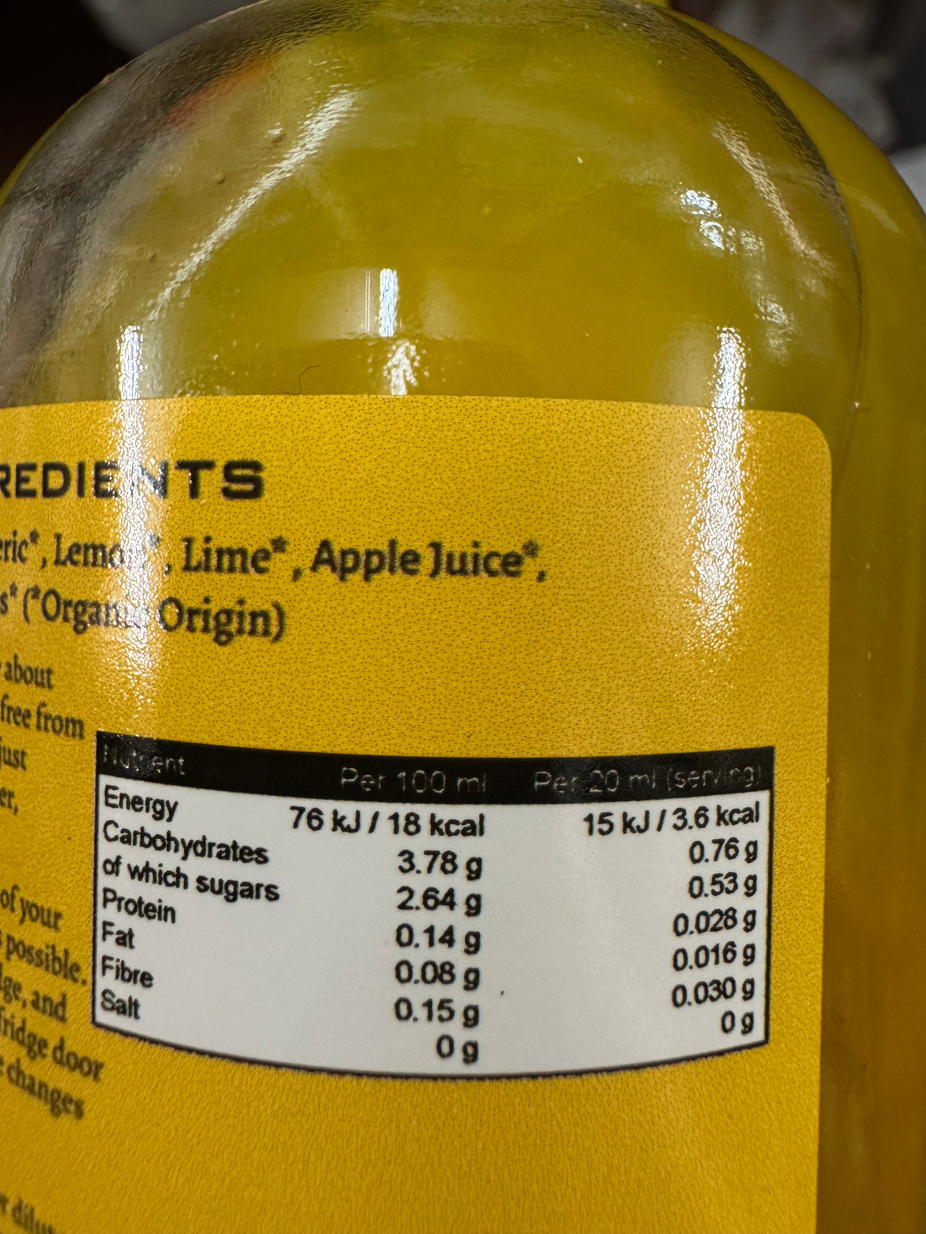 Ginger & Turmeric [NO ADDED SUGAR] -  Concentrate 200ml
