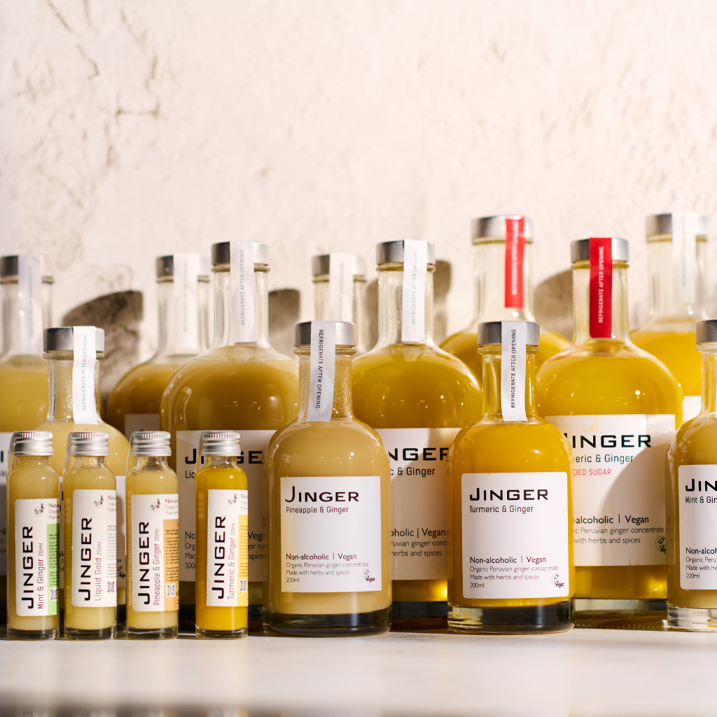 Organic Ginger Drinks Mixed Bundle 500ml x 4 flavours, Turmeric, Mint, Pineapple and liquid gold.